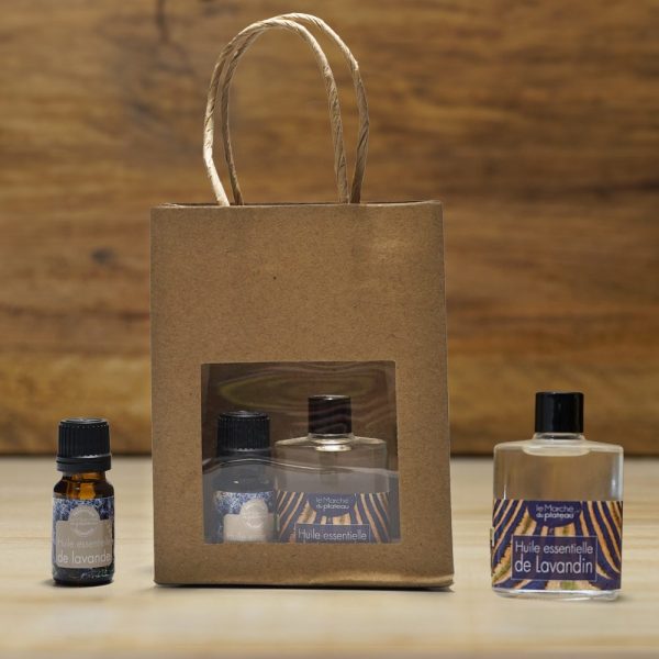 Pochette cadeau huile essentielle lavande 10 ml et lavandin 30 ml